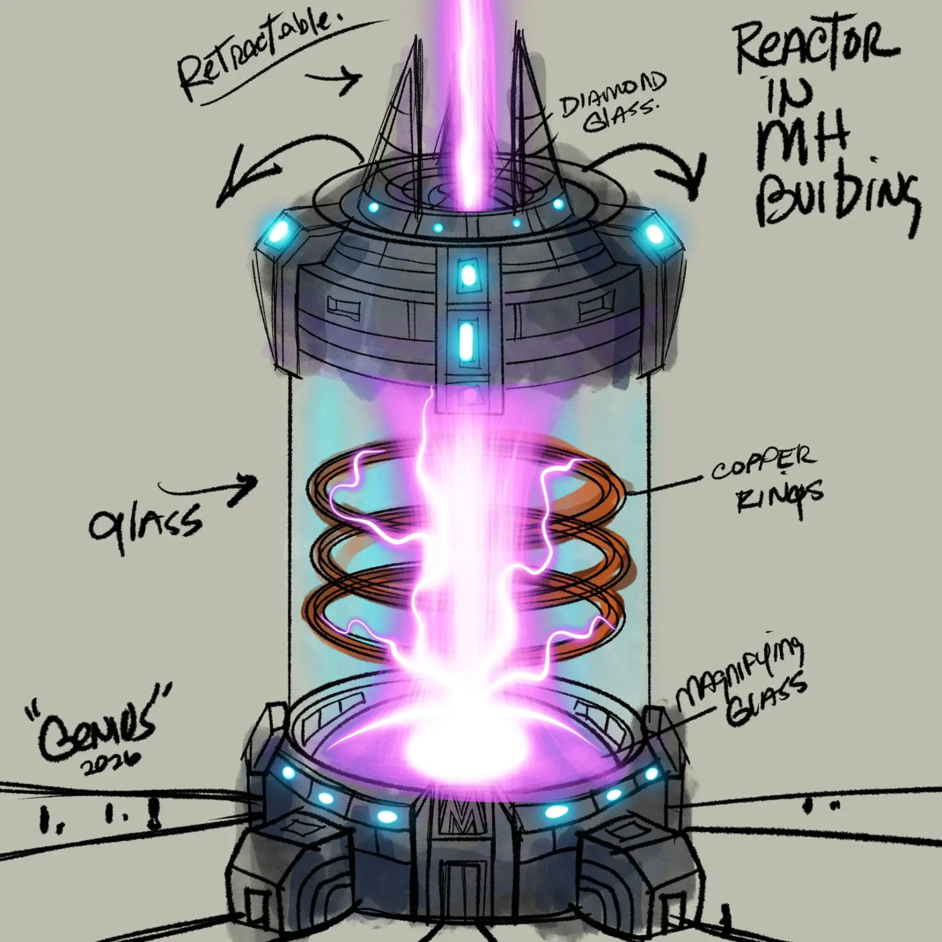 Concept art of the reactor inside the Madhouse building